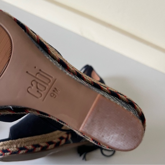 Cabi Shoes Isla Blue Suede Sandals Red Southwest Aztec Espadrille Wedge SZ 9 - Picture 9 of 9